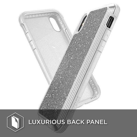 X-Doria Defense Lux - Aluminum Case for iPhone Xs Max (Drop test 3m) (White Glitter)