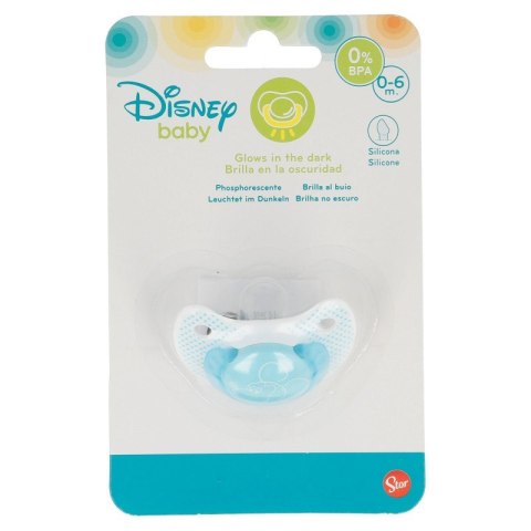 Mickey Mouse - Anatomically shaped silicone teat 0 - 6 m (glow in the dark) (blue)