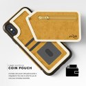 Zizo Nebula Wallet Case - Wallet Back and Zipper Pouch with Tempered Glass Screen Protector for iPhone X (Light Brown/Brown)