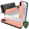 Zizo Retro Series - Wallet Back with Magnetic Closure and Built-In Kickstand for iPhone Xs / X (Peach/Silver)