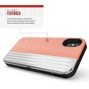 Zizo Retro Series - Wallet Back with Magnetic Closure and Built-In Kickstand for iPhone Xs / X (Peach/Silver)