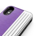 Zizo Retro Series - Wallet Back with Magnetic Closure and Built-In Kickstand for iPhone Xs /X (Purple/Silver)