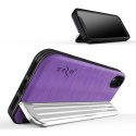 Zizo Retro Series - Wallet Back with Magnetic Closure and Built-In Kickstand for iPhone Xs /X (Purple/Silver)