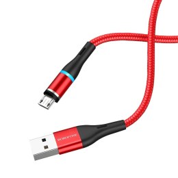 Borofone - USB-A to microUSB magnetic cable with LED, 1.2 m (Red)