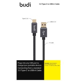 Budi - 3.0 USB-A to USB C cable. can pass 3.0A current. Gold-plating connector.