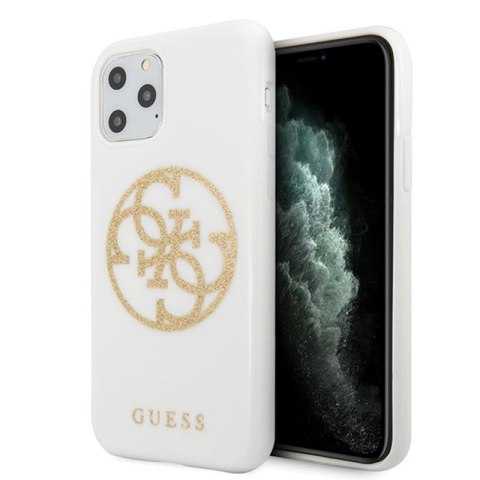 Guess Circle Glitter 4G - Case for iPhone 11 Pro Max (biały)