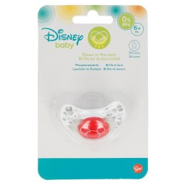 Mickey Mouse - Anatomically shaped silicone teat 6 m + (glow in the dark) (red)