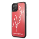 Karl Lagerfeld Double Layers Tempered Glass Signature Glitter Case for iPhone 11 Pro Max (Red)