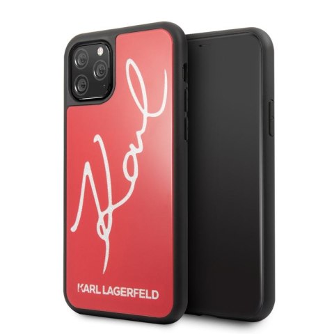 Karl Lagerfeld Double Layers Tempered Glass Signature Glitter Case for iPhone 11 Pro (Red)