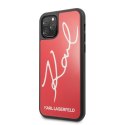 Karl Lagerfeld Double Layers Tempered Glass Signature Glitter Case for iPhone 11 Pro (Red)