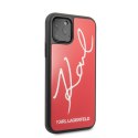 Karl Lagerfeld Double Layers Tempered Glass Signature Glitter Case for iPhone 11 Pro (Red)