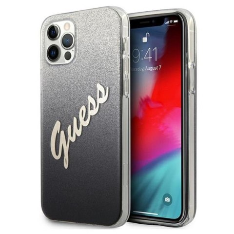 Guess Glitter Gradient Script - Case for iPhone 12 Pro Max (Black)