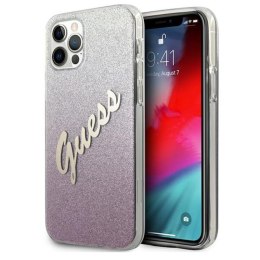 Guess Glitter Gradient Script - Case for iPhone 12 / iPhone 12 Pro (Pink)