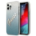 Guess Glitter Gradient Script - iPhone 12 / iPhone 12 Pro Case (Blue)