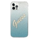 Guess Glitter Gradient Script - iPhone 12 / iPhone 12 Pro Case (Blue)