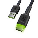 Cable Green Cell Ray USB-A - USB-C Green LED 200cm with support for Ultra Charge QC3.0 fast charging