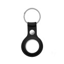Crong Leather Case with Key Ring - Leather protective key ring case for Apple AirTag (Black)