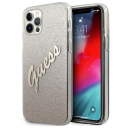 Guess Glitter Gradient Script - iPhone 12 / iPhone 12 Pro Case (Gold)