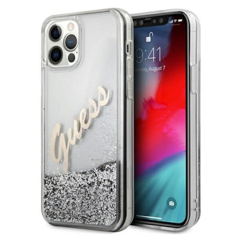 Guess Glitter Vintage Script - Case for iPhone 12 Pro Max (Silver)