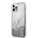 Guess Glitter Vintage Script - Case for iPhone 12 Pro Max (Silver)