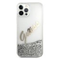 Guess Glitter Vintage Script - Case for iPhone 12 Pro Max (Silver)