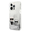 Karl Lagerfeld Liquid Glitter Karl & Choupette - Case for iPhone 13 Pro Max (Silver)