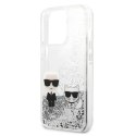 Karl Lagerfeld Liquid Glitter Karl & Choupette - Case for iPhone 13 Pro Max (Silver)