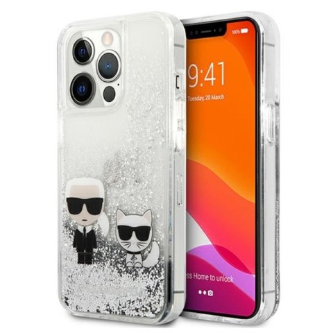 Karl Lagerfeld Liquid Glitter Karl & Choupette - Case for iPhone 13 Pro (Silver)