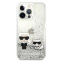 Karl Lagerfeld Liquid Glitter Karl & Choupette - Case for iPhone 13 Pro (Silver)