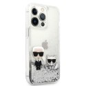 Karl Lagerfeld Liquid Glitter Karl & Choupette - Case for iPhone 13 Pro (Silver)