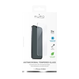 PURO Anti-Bacterial Protective Tempered Glass with Antibacterial Protection for iPhone 13 Mini Screen