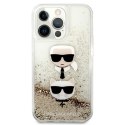 Karl Lagerfeld Liquid Glitter Karl & Choupette Head - Case for iPhone 13 Pro Max (Gold)