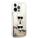 Karl Lagerfeld Liquid Glitter Karl & Choupette Head - Case for iPhone 13 Pro Max (Gold)