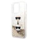 Karl Lagerfeld Liquid Glitter Karl & Choupette Head - Case for iPhone 13 Pro Max (Gold)