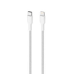 PURO Fabric Ultra Strong - Heavy duty braided cable USB-C / Lightning MFi 1.2m (white)