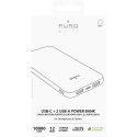 PURO White Fast Charger Power Bank - Power bank for smartphones and tablets 10000 mAh, 2xUSB-A + 1xUSB-C (white)