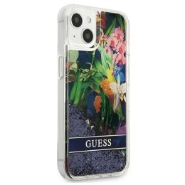 Guess Liquid Glitter Flower - Cover for iPhone 13 mini (Blue)