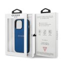 Guess Saffiano Metal Logo Stripes - Case for iPhone 13 Pro (Blue)