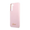 Guess Silicone Script Metal Logo - Cover for Samsung Galaxy S22+ (Pink)