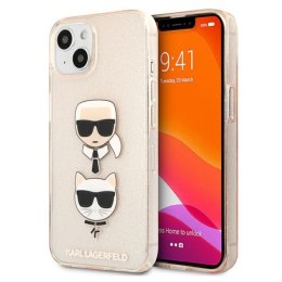 Karl Lagerfeld Glitter Karl & Choupette Head - Case for iPhone 13 mini (Gold)