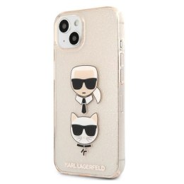 Karl Lagerfeld Glitter Karl & Choupette Head - Case for iPhone 13 mini (Gold)