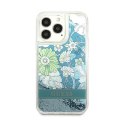 Guess Liquid Glitter Flower - Cover for iPhone 13 Pro (Blue/green)