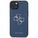 Guess Saffiano 4G Big Silver Logo - Case for iPhone 13 mini (Blue)