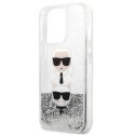 Karl Lagerfeld Liquid Glitter Karl & Choupette Head - Case for iPhone 13 Pro Max (Silver)