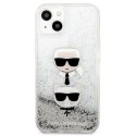 Karl Lagerfeld Liquid Glitter Karl & Choupette Head - Case for iPhone 13 mini (Silver)