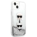 Karl Lagerfeld Liquid Glitter Karl & Choupette Head - Case for iPhone 13 mini (Silver)