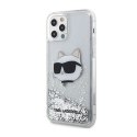 Karl Lagerfeld Liquid Glitter NFT Choupette Head - Case for iPhone 12 / iPhone 12 Pro (Silver)