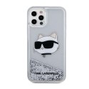 Karl Lagerfeld Liquid Glitter NFT Choupette Head - Case for iPhone 12 / iPhone 12 Pro (Silver)