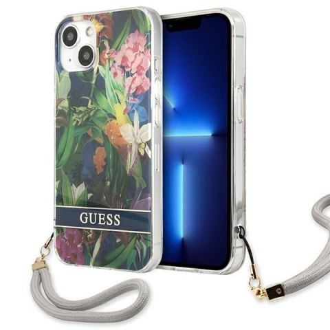 Guess Flower Cord - Cover for iPhone 13 mini (Blue)