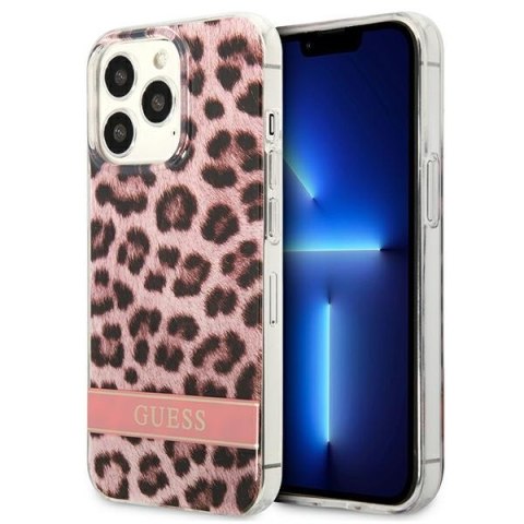 Guess Leopard Electro Stripe - Cover for iPhone 13 Pro Max (Pink)